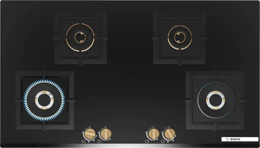 BOSCH-PNF9B6G20I Series 4 Gas HOB 90cm Tempered Glass, Black