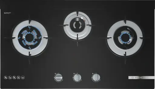 BOSCH-(PMD83D31NX) Gas HOB 70cm Tempered Glass, Black
