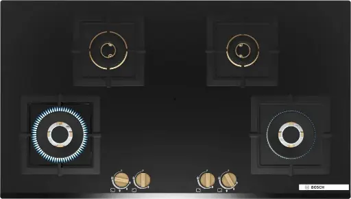 BOSCH-PNF9B6G20I Series 4 Gas HOB 90cm Tempered Glass, Black